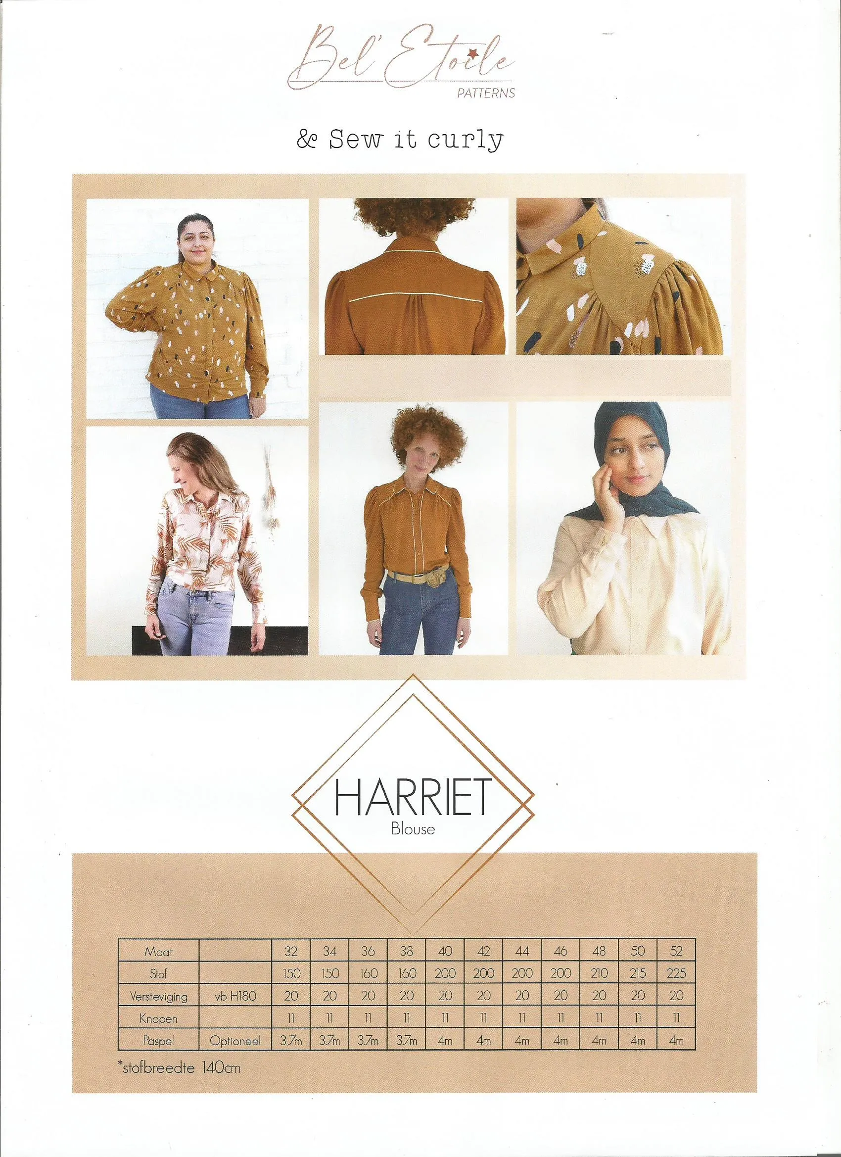 Patroon blouse voor dames en tieners - 'Harriet' van Bel' Etoile & Sew It Curly
